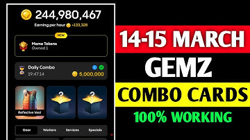 Gemz daily combo today 14-15 March | gemz daily combo card | today Combo gemz