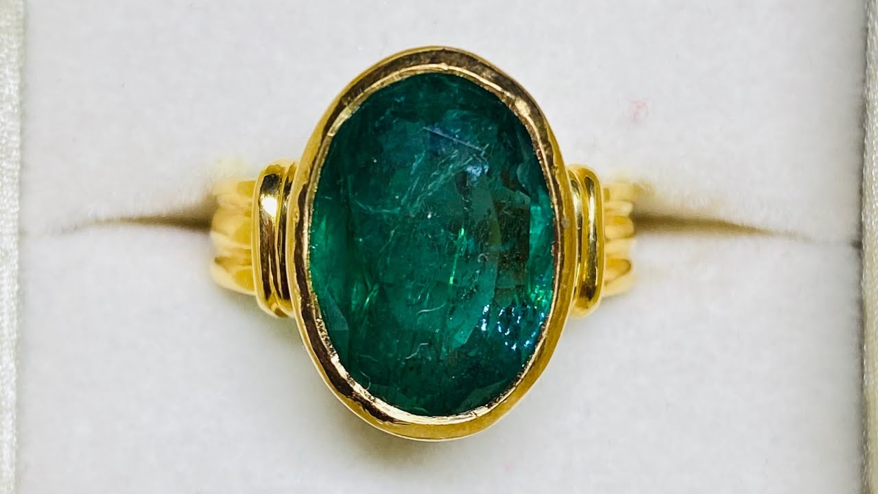 12.25 Ratti Natural Panna Stone Gold Plated Ring Natural Emerald Stone And  Lab Certified Men Women