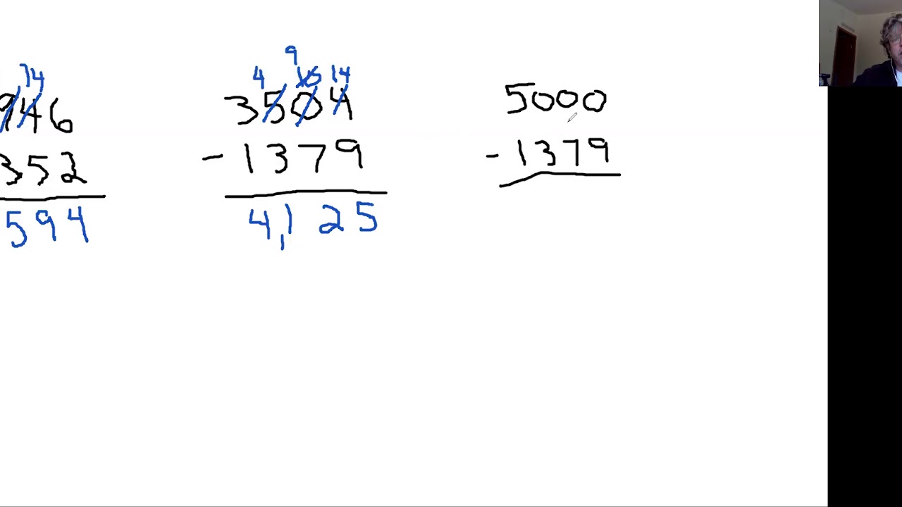 Subtraction using borrowing pt 2 - YouTube