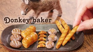 【樹脂風粘土グレイス】ロバのパン屋 PART3 ミニチュアパン DIY MINIATURE BREAD [DONKEY BAKER]