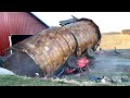 Silo Falls on Jeep after Climbing it