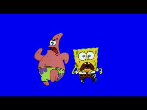 Chroma Key Running SpongeBob And Patrick Blue Screen