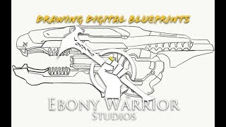 Ebony Warrior Studios Digital Blueprint Drawing