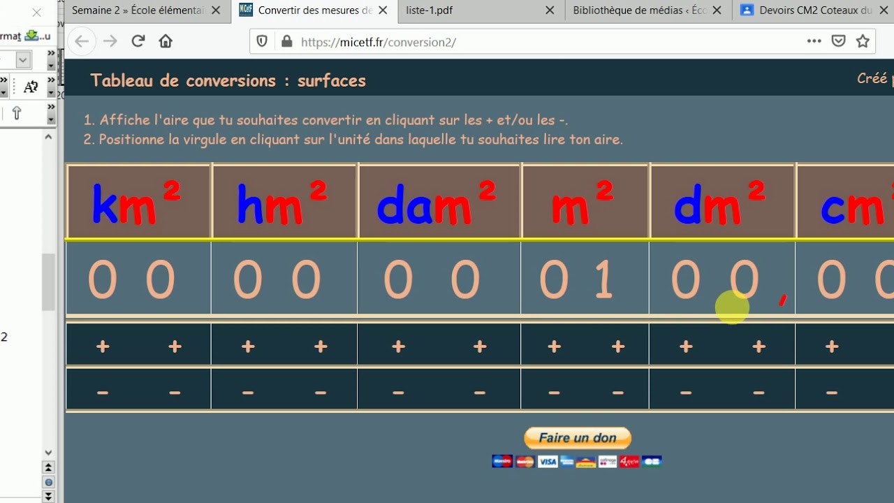 Utilisation du tableau interactif de conversion pour l'exercice n°4. YouTube Utilisation du tableau interactif de conversion pour l'exercice n°4. YouTube