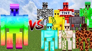 RAINBOW GOLEM vs ALL GOLEMS | Minecraft Mob Battle