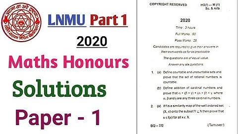 Lnmu bsc part 1 maths honours solutions paper 1 2020