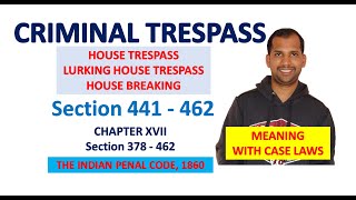 Criminal Trespass | Meaning | Section 441-462 | Offences against Property | Indian Penal Code, 1860