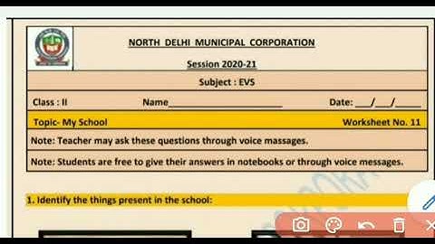 NDMC Class 2 EVS Worksheet 11 solved | English Medium | Topic - My School