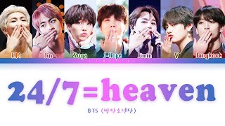 BTS - 24/7=heaven (방탄소년단 - 24/7=heaven) [Color Coded Lyrics/Han/Rom/Eng/가사]