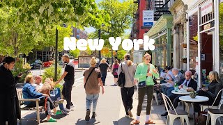 [4K]🇺🇸NYC Spring Walk🗽West Village of Manhattan via Hudson St & Grove St, ☕️Cute Cafes | May 2022
