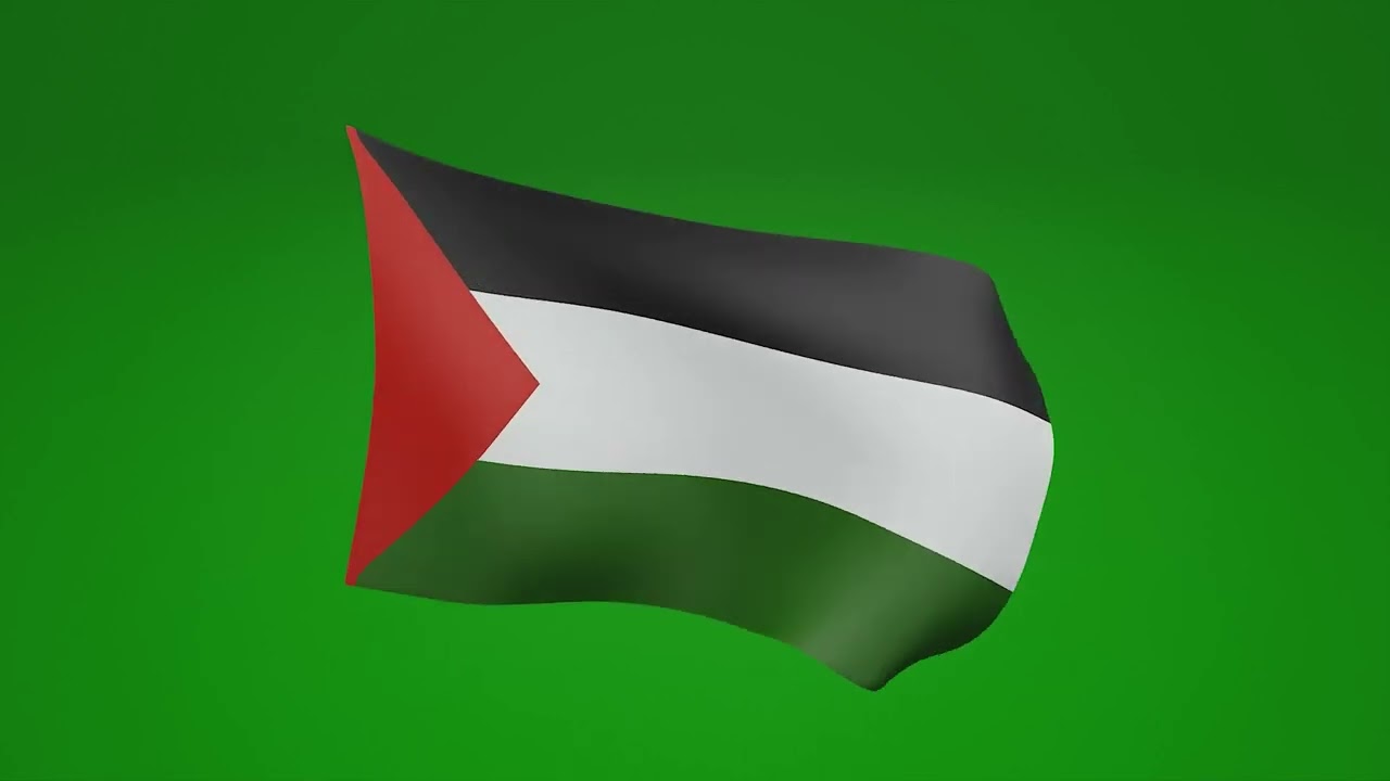 Free to use Palestine flag animation with a green screen