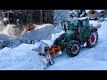 Winterdienst beim lu dengg mit fendt  valtra  schneerumen auf forststraen in den bergen  hydrac