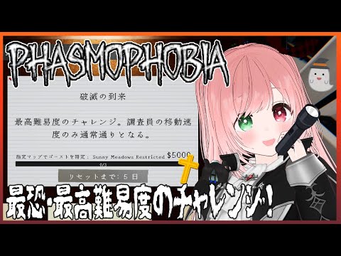 【Phasmophobia】鬼難難易度チャレンジ＆SAN値０％チャレンジ（カスタム調査）幽霊調査👻🔦🐰【VTuber/EN sub/Horror/ghost investigation】