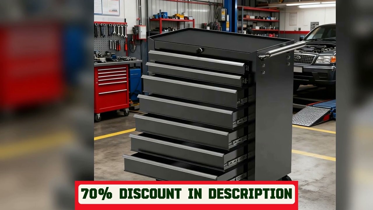 A must-have product! 7-Drawer Tool Cabinet Auto Car Repair Rolling Tool Trolley Multifunctional Wo