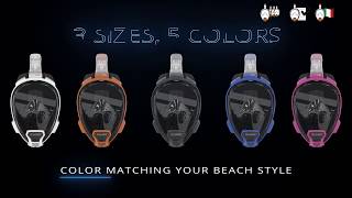 AriaQR+ NEW 2019 OCEAN REEF Full Face Snorkeling Mask LIne