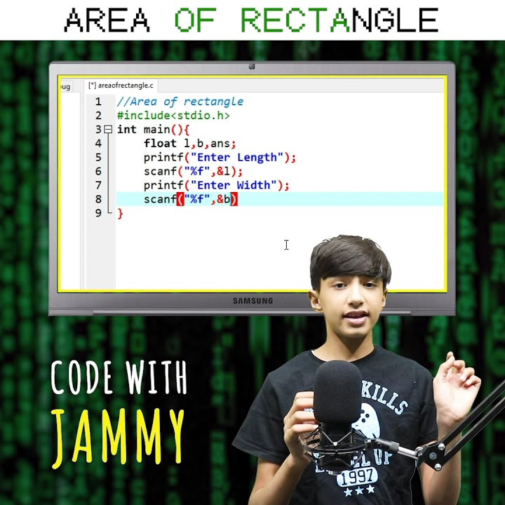 Coding For Beginners | C Language - Area Of Rectangle | Code With Jammy ...