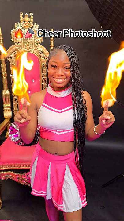 🩷🤍📣 The Cheer girls did a Fire Photoshoot with pom poms #cheer #highschool #chearleading