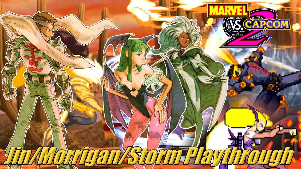 Marvel vs. Capcom 2 (Dreamcast) - Jin/Morrigan/Storm Arcade Playthrough ...