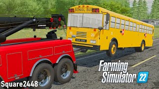 BROKEN School Bus & DIY Homeowner FLIPS Tractor! (NEW Tow Truck) | FS22 Heavy Rescue