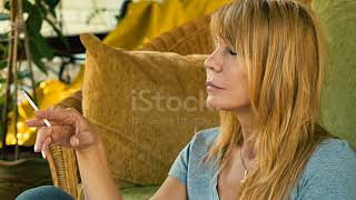 The Woman Relax And Smoking Stock Video   Download Video Clip Now   iStock