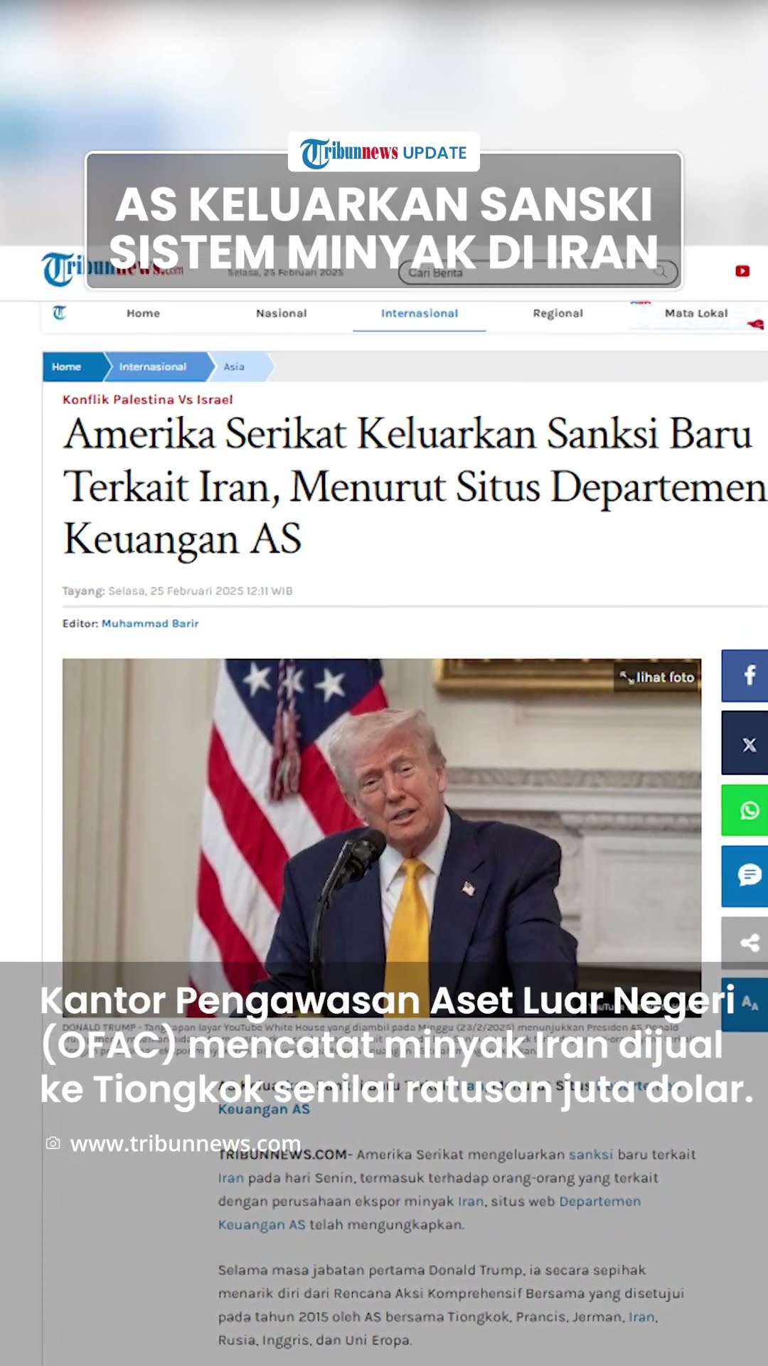 AS Jatuhkan Sanksi Baru ke Jaringan Minyak Iran demi Tekan Pengembangan Nuklir dan Rudal Balistik