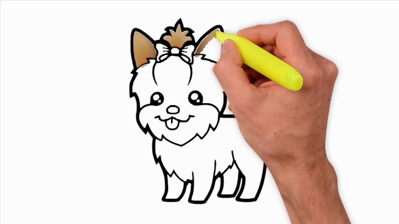 Coloring Pages How To Draw A Yorkie Easy How To Draw A Dog Draw Easy Draw Cute Mei Yu Youtube