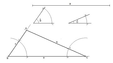 How to draw a triangle given one side and its two adjacent angles