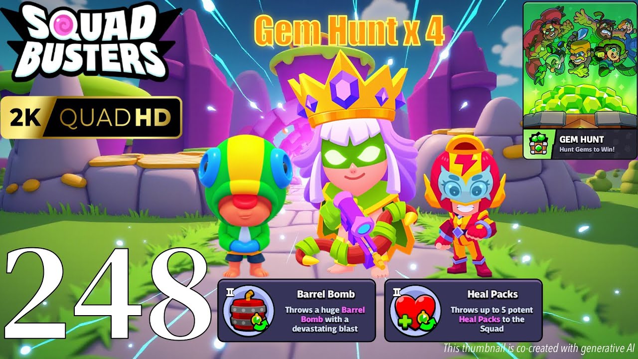 Squad Busters - Walkthrough Gameplay Part 248 - Archer Queen, Leon, Max - Gem Hunt x 4