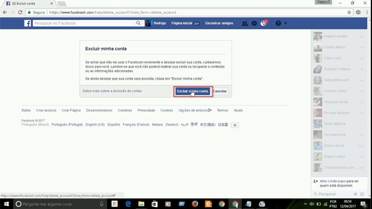 COMO EXCLUIR A CONTA DO FACEBOOK YouTube