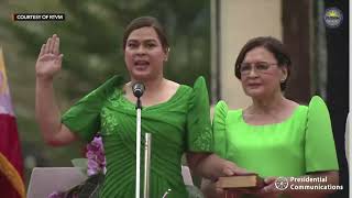 Vice President-elect Sara Duterte takes her oath of office in Davao City