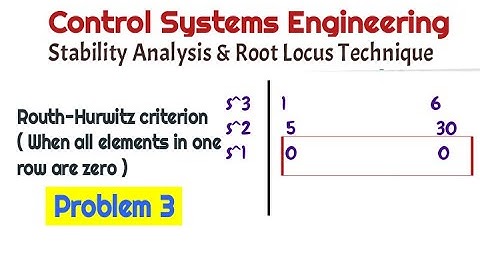 Problem 3 on  Routh  Hurwitz criterion / all zeros in one row