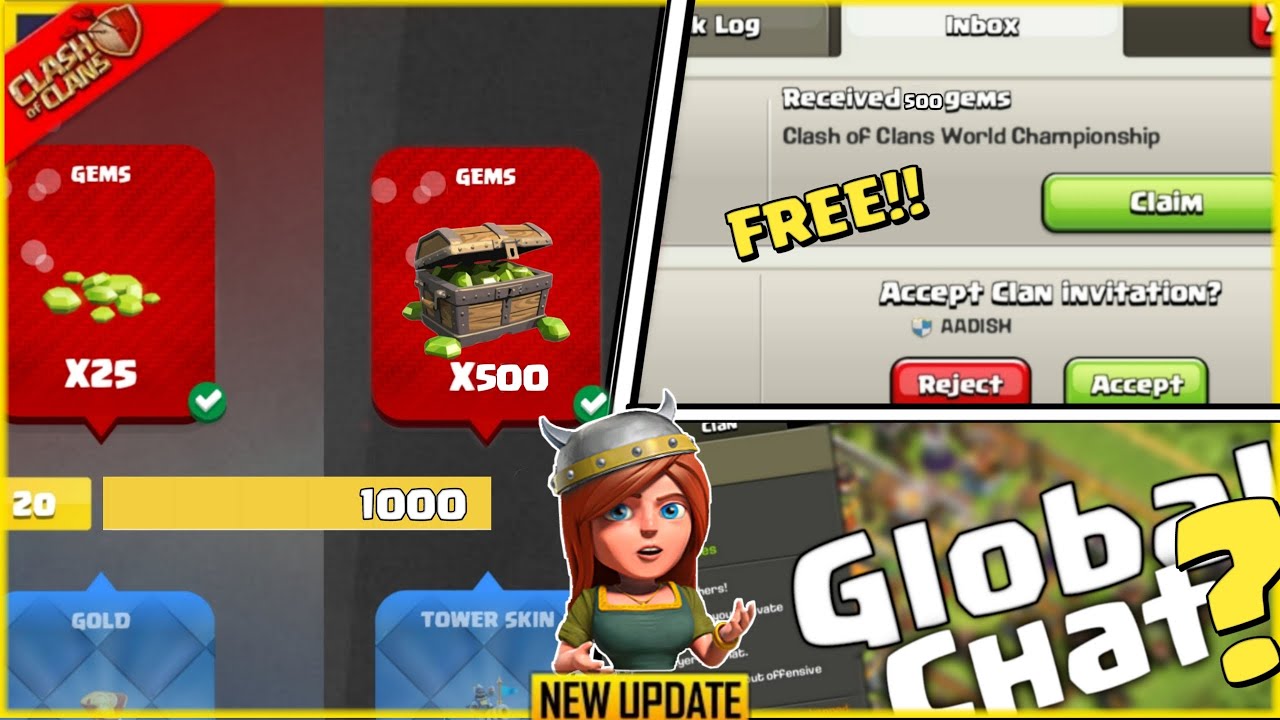 How To Get 500 Gems Free In Clash Of Clans Global Chat Coming
