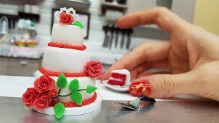 Mini, real WEDDING CAKE 💍🌹🥀🍰🎂/ mini cooking / mini food / tiny kitchen / little food 💍🌹🥀🍰🎂