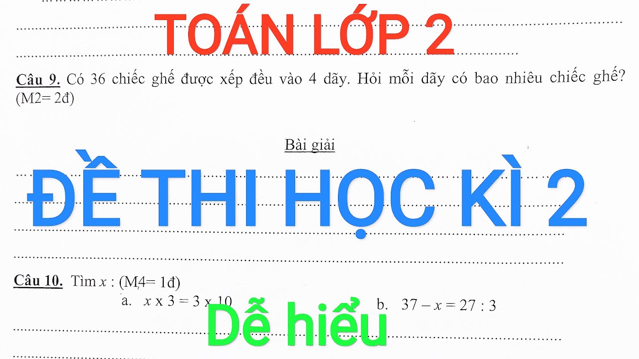 Đề thi toán học kì 2 lớp 2 | Đề thi toán lớp 2 cuối học kì 2 năm 2021 #9