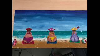 acrylic beach ocean easy scene paint beginners tutorial boats ladies