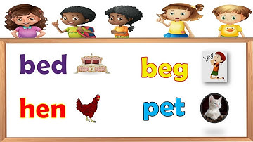 Three Letter Words Phonics | Short Vowel E Word Families with Pictures |Kindergarten Learning Videos