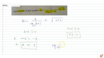 Find domain of the function `f(x) = (1/log_10(1-x)) + sqrt(x+2)`