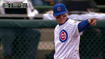 MIL@CHC: Rizzo makes nice backhanded scoop for out