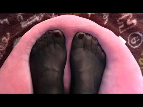 Relaxing ASMR Stepping: Pink Heart Pillow & Sheer Black Nylon Socks 🧦🖤