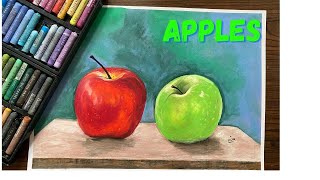 How to draw Apple for Beginners       I       Using Oil Pastel