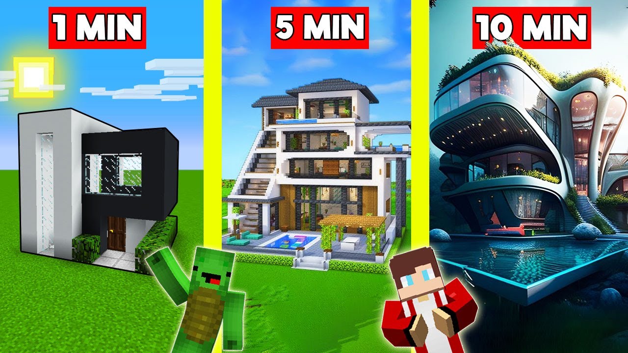 MODERN HOUSE Build Battle In Minecraft - NOOB VS PRO CHALLENGE