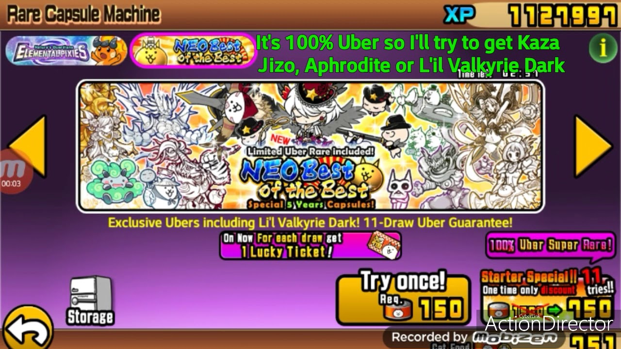 The Battle Cats - 11 Rare Cat Capsules in Neo Best of the Best + Aphrodite.