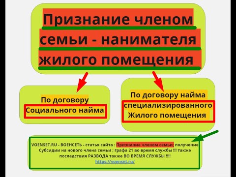 Признание членом семьи нанимателя жилого помещения voenset ru
