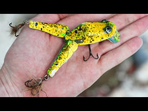 100 YEAR OLD Frog Fishing Lure! (Frog Bass Fishing) 
