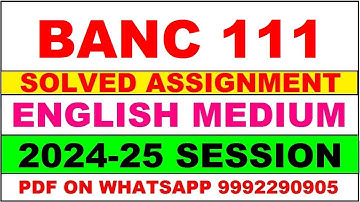banc 111 solved assignment 2024-25 | banc 111 solved assignment in english 2025 | banc 111 2024-25