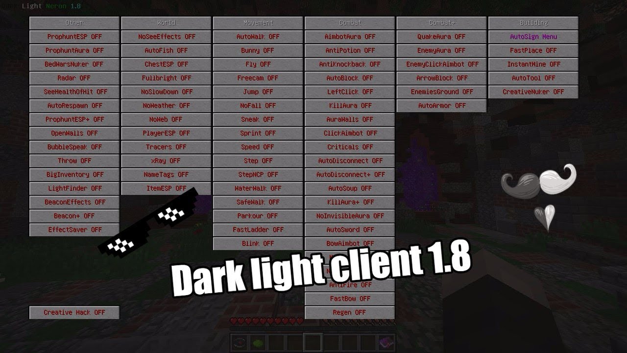 Light off dark. Dark Light client. Читы на 1.8. Dark Light Neron. Читы на майнкрафт 1.8 Dark Light Neron 1.8.