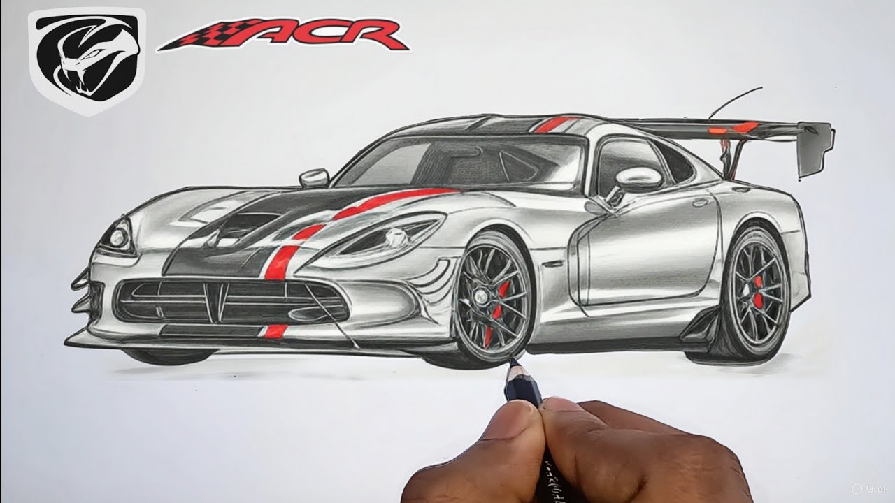 Dodge Viper ACR  Pencil Drawing Tutorial