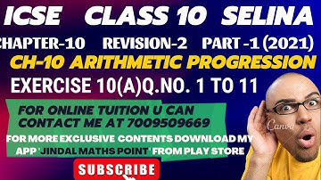 ICSE Ch-10 Arithmetic Progression Ex-10(A) Q. No.1-11 From Selina Concise For ICSE Class 10 Math