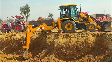 JCB Backhoe Loader Making Pond For Fish Farming and Loading Soil Tractor🌴JCB Backhoes Loader Working