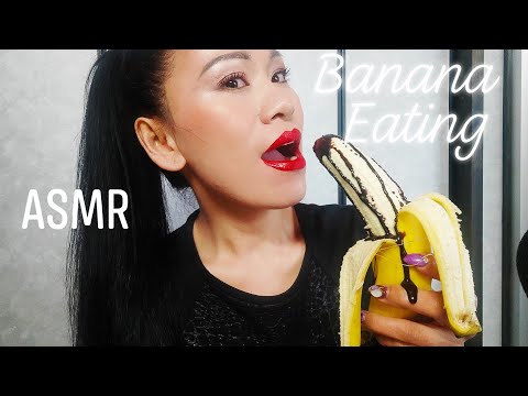 ASMR Banana Eating With Chocolate Whip Cream Intense Mouth Sounds #bananaeats #eatingbanana #asmr